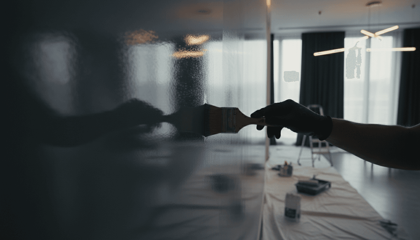 Professional painter applying luxury lacquer finish to interior wall with meticulous precision