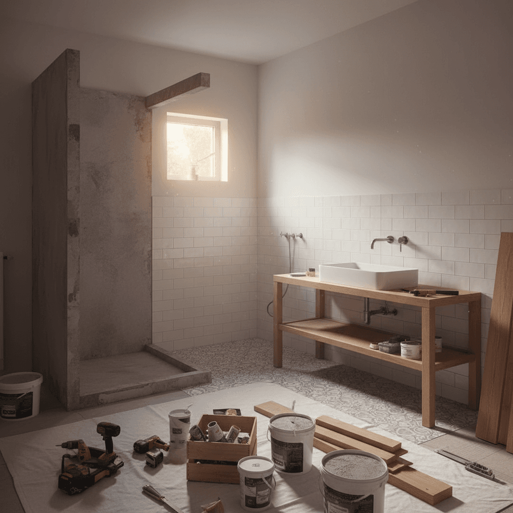 Bathroom renovation in progress