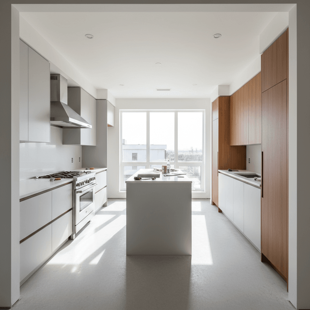 Modern kitchen renovation with contemporary cabinetry and professional layout